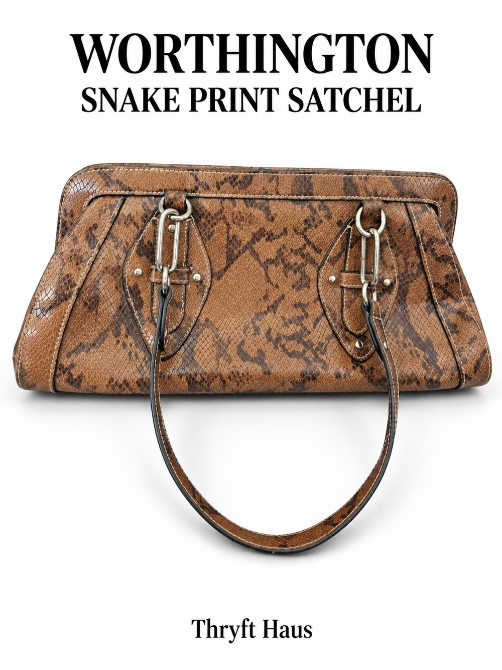 Worthington Brown Snake-Print Satchel